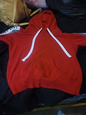 Reflex Red Hoodie with White Drawstrings